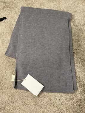 New The Slow Label 100% Merino Wool Knitted Scarf, Grey, OS